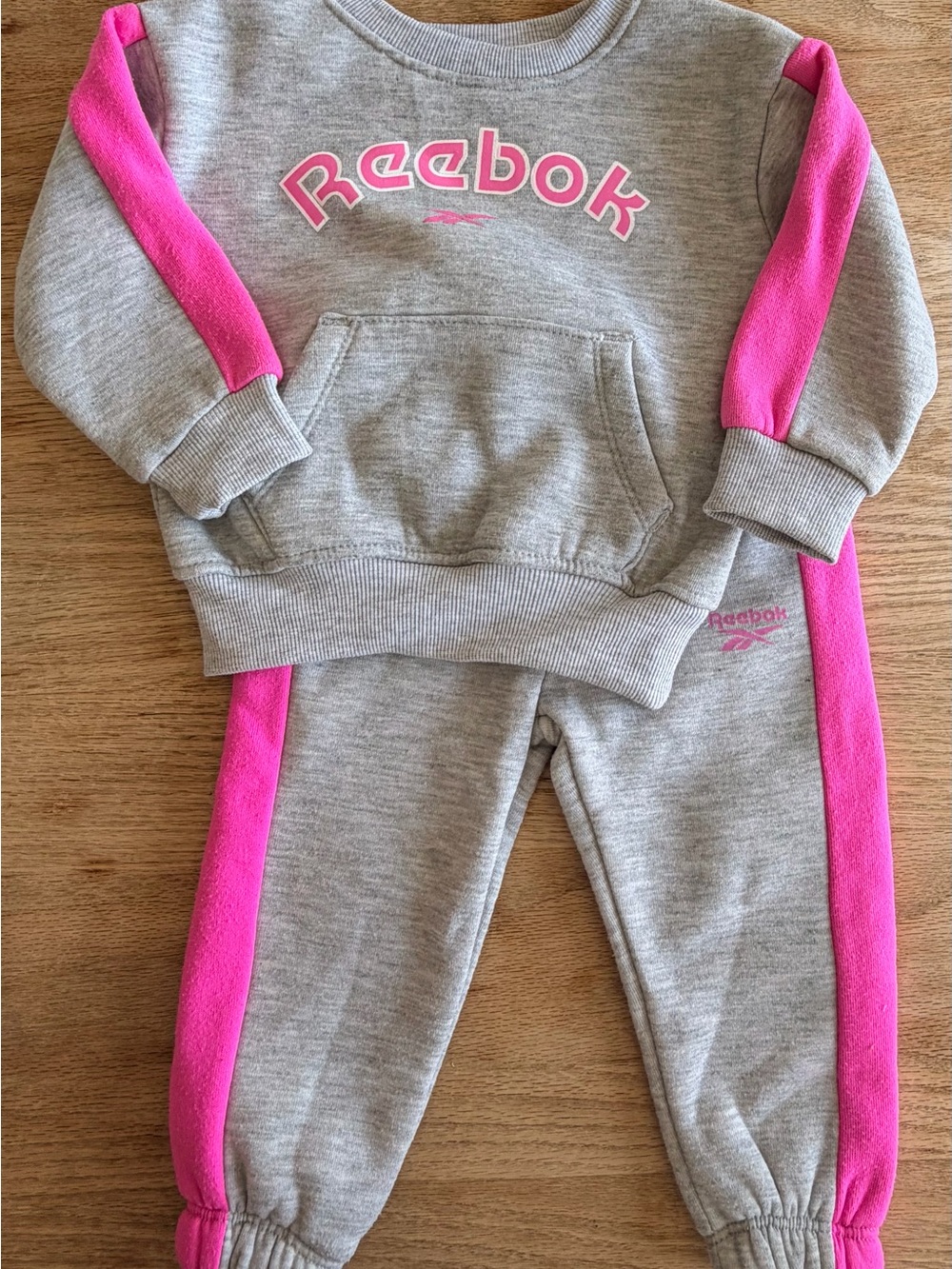 18 Months, Reebok Gray and Pink Sweatsuit- 2 Piece